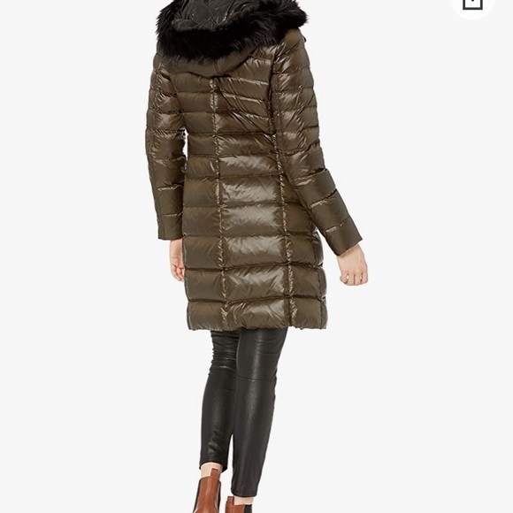 Andrew Marc, Gayle Luxe Fox Fur Trim Hooded Down Jacket Forest Olive XS $476 - Picture 2 of 5